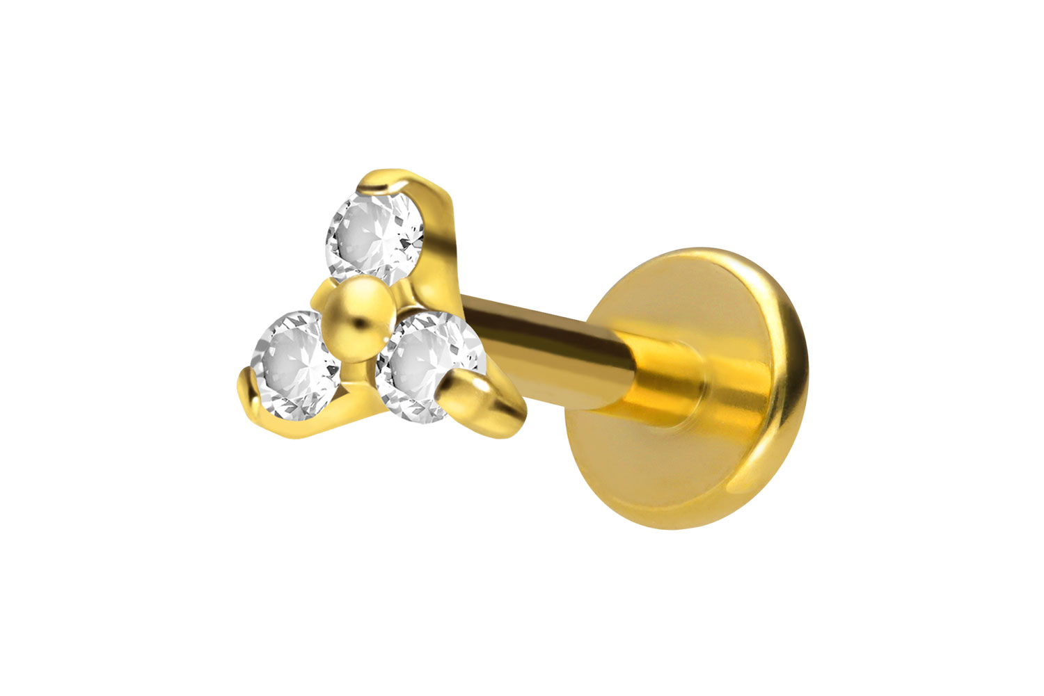 Titan Labret Piercing mit Innengewinde KRISTALLBLUME